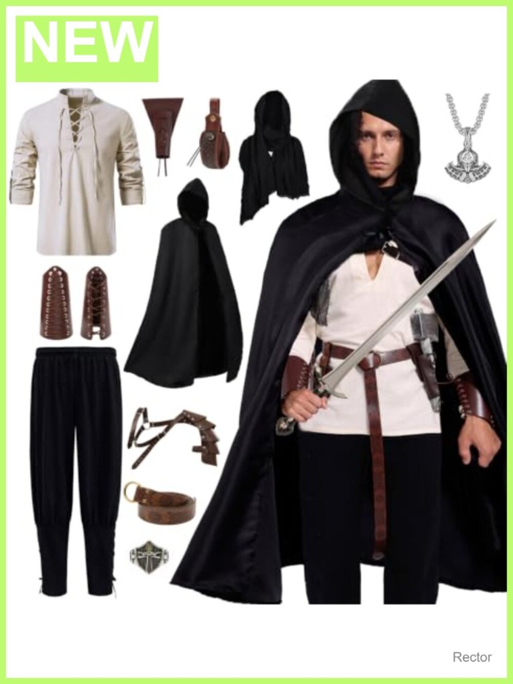 Men's 10pc Medieval Pirate Renaissance Costume Set